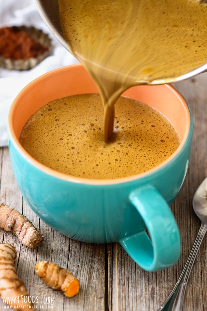 Pouring Turmeric Hot Chocolate Picture Pouring Turmeric Hot Chocolate Picture